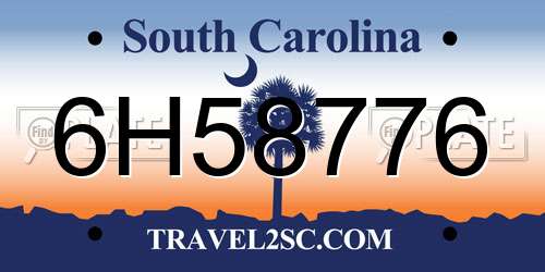 6H58776 South Carolina License Plate