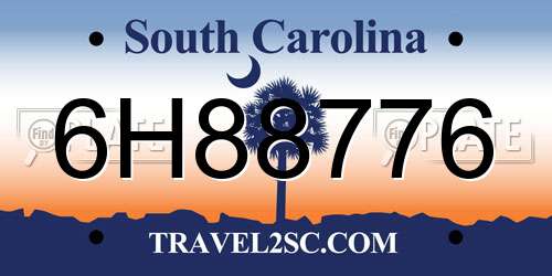 6H88776 South Carolina License Plate