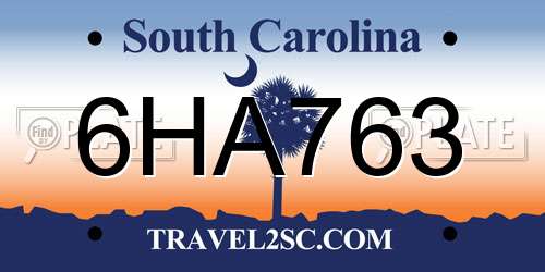 6HA763 South Carolina License Plate