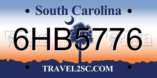 6HB5776 South Carolina License Plate