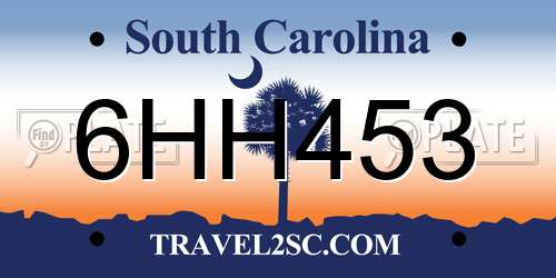 6HH453 South Carolina License Plate