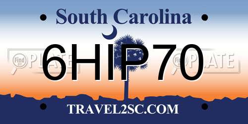 6HIP70 South Carolina License Plate