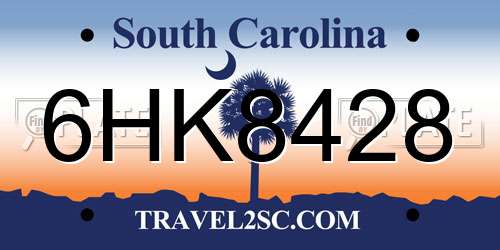6HK8428 South Carolina License Plate