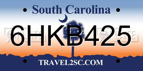 6HKB425 South Carolina License Plate