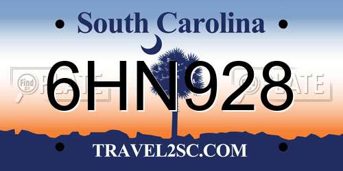 6HN928 South Carolina License Plate