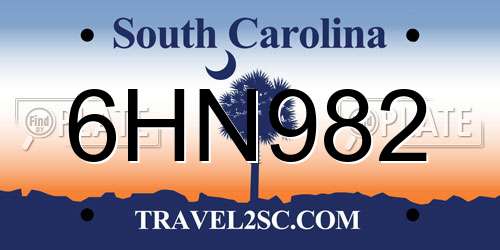 6HN982 South Carolina License Plate