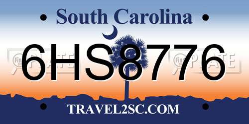 6HS8776 South Carolina License Plate