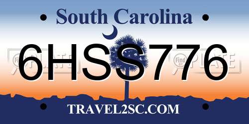 6HSS776 South Carolina License Plate