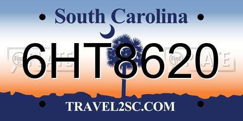 6HT8620 South Carolina License Plate
