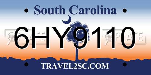 6HY9110 South Carolina License Plate