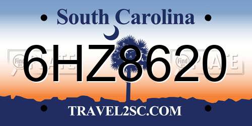 6HZ8620 South Carolina License Plate