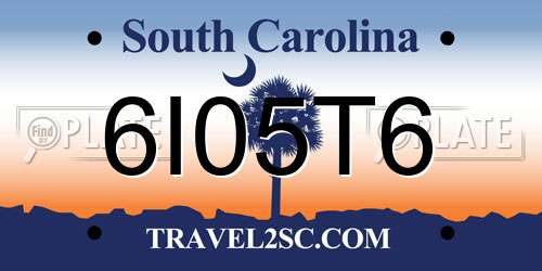 6I05T6 South Carolina License Plate