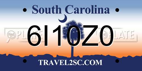 6I10Z0 South Carolina License Plate