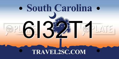 6I32T1 South Carolina License Plate