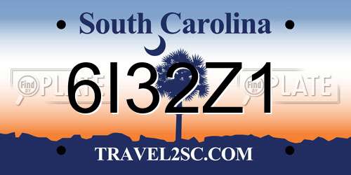 6I32Z1 South Carolina License Plate