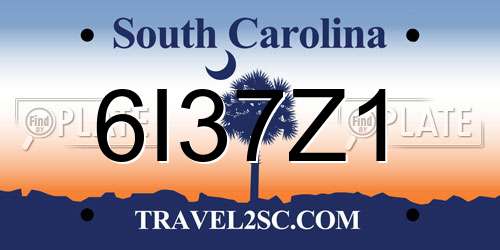 6I37Z1 South Carolina License Plate