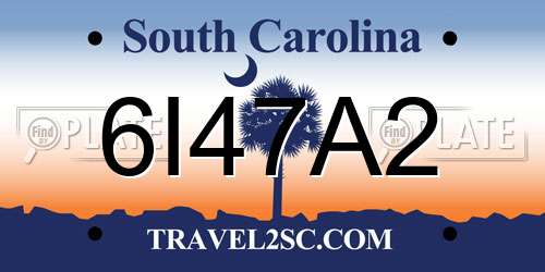6I47A2 South Carolina License Plate
