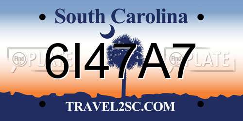 6I47A7 South Carolina License Plate