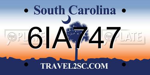 6IA747 South Carolina License Plate