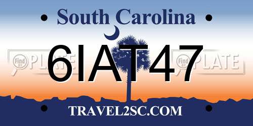 6IAT47 South Carolina License Plate