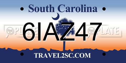 6IAZ47 South Carolina License Plate