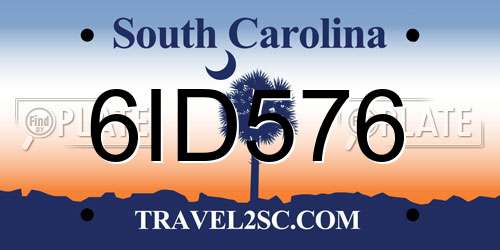 6ID576 South Carolina License Plate