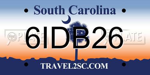 6IDB26 South Carolina License Plate