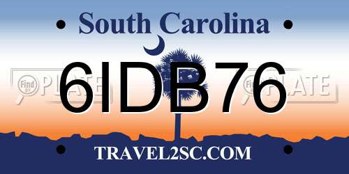 6IDB76 South Carolina License Plate