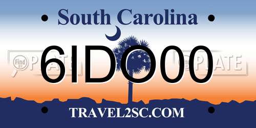 6IDO00 South Carolina License Plate