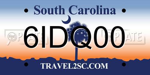 6IDQ00 South Carolina License Plate