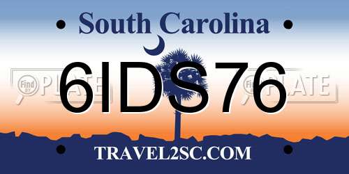 6IDS76 South Carolina License Plate