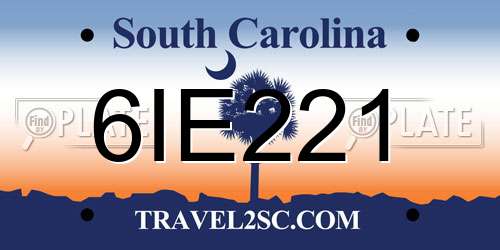 6IE221 South Carolina License Plate