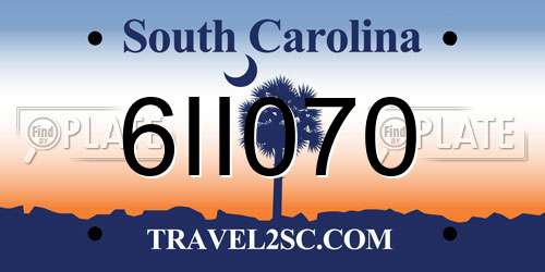 6II070 South Carolina License Plate