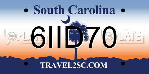 6IID70 South Carolina License Plate