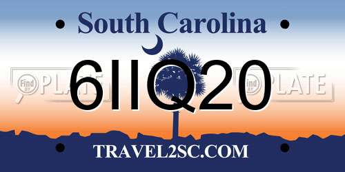 6IIQ20 South Carolina License Plate