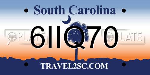 6IIQ70 South Carolina License Plate
