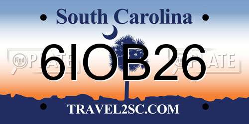 6IOB26 South Carolina License Plate