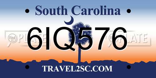 6IQ576 South Carolina License Plate