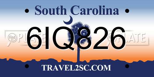 6IQ826 South Carolina License Plate