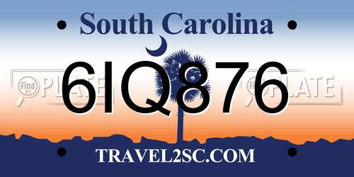6IQ876 South Carolina License Plate