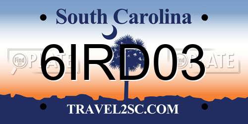 6IRD03 South Carolina License Plate