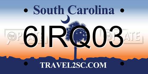 6IRQ03 South Carolina License Plate