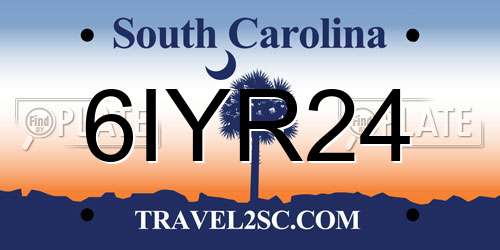 6IYR24 South Carolina License Plate