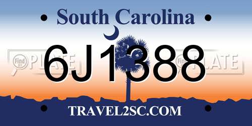 6J1388 South Carolina License Plate