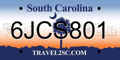 6JCS801 South Carolina License Plate