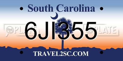 6JI355 South Carolina License Plate