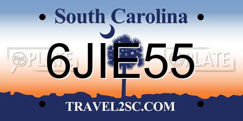 6JIE55 South Carolina License Plate