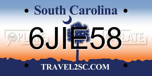6JIE58 South Carolina License Plate