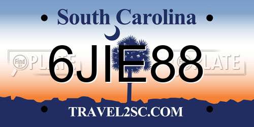 6JIE88 South Carolina License Plate