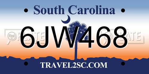 6JW468 South Carolina License Plate